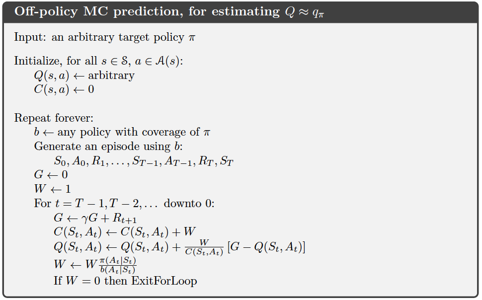 Off-Policy Monte-Carlo Method 1