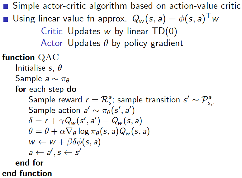 Actor-Critic Policy Gradient Algorithm